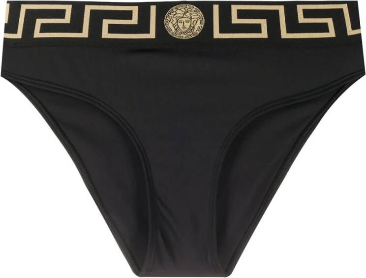 Versace Zwarte Greca Key Bikini Broekjes met hoge taille Zwart Dames