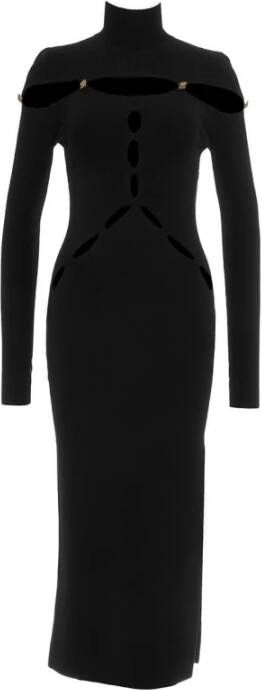 Versace Jeans Couture Zwarte Viscose Jurk met Uitsnijdingen Black Dames