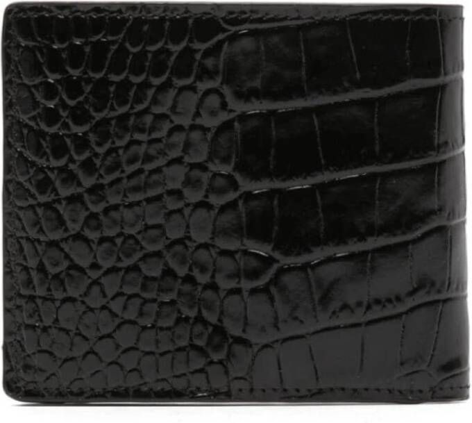 Versace Zwarte krokodillenleren portemonnee met Medusa-hoofdmotief Black Heren