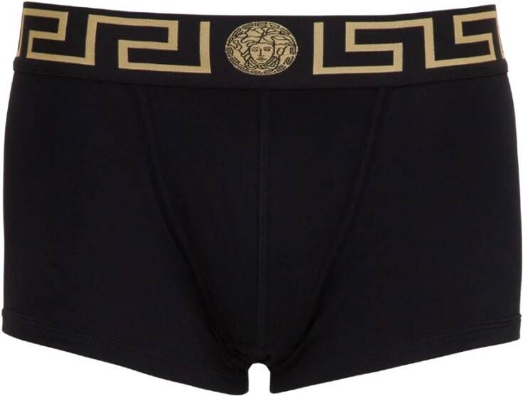 Versace Zwarte katoenen boxershort met Greca-detail Zwart Heren