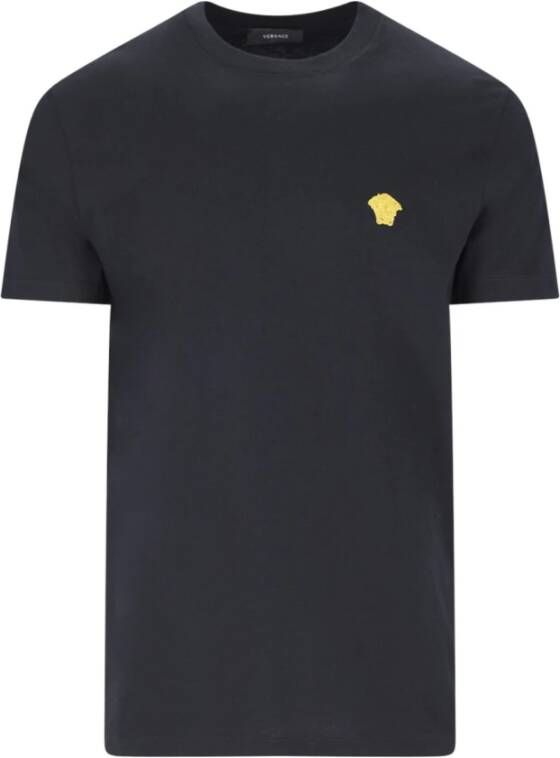 Versace Zwart Medusa-geborduurd Katoenen T-Shirt Black Heren