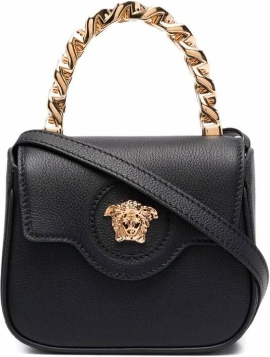 Versace Zwarte Leren La Medusa Mini Tas Black Dames