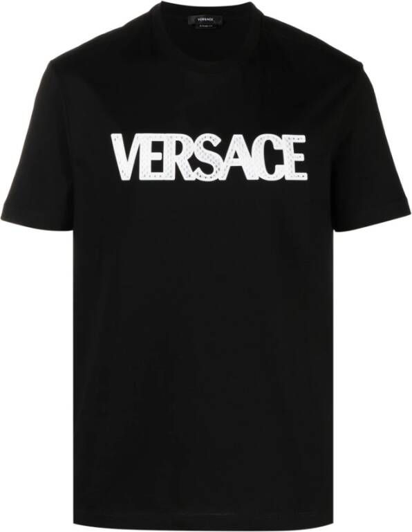 Versace Zwarte Logo Print T-shirts en Polos Zwart Heren