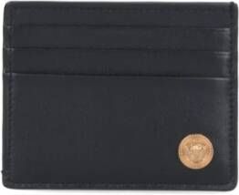 Versace Zwarte Medusa Head Leren Kaarthouder Black Heren