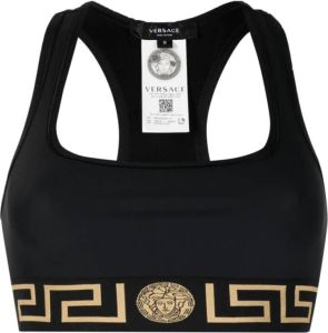 Versace Zwarte Racer Back Shirt met Greca Rand Zwart Dames