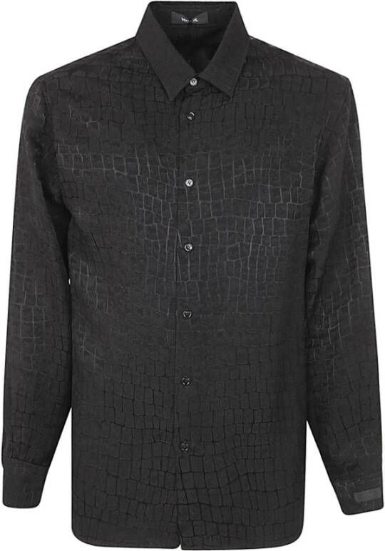 Versace Zwarte Shirt met Krokodillenprint Zwart Heren