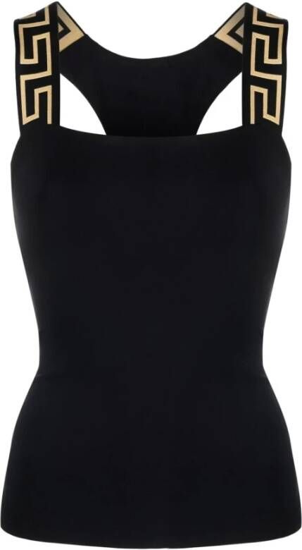 Versace Zwarte shirts met Greca-rand en centraal Medusa-motief Zwart Dames