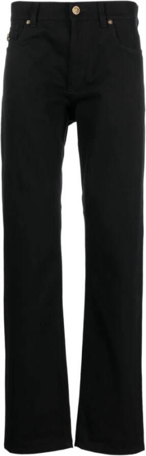 Versace Zwarte Straight-Leg Jeans met Middelhoge Taille Zwart Heren