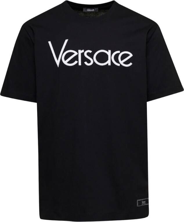 Versace Zwarte T-shirts en Polos met Tribute Borduurwerk Black Heren