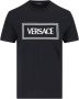 Versace Zwart Katoenen T-shirt Logo Voorkant Korte Mouw Black Heren - Thumbnail 1
