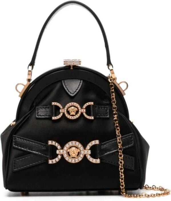 Versace Satijnen Mini Tas met Medusa Detail Black Dames