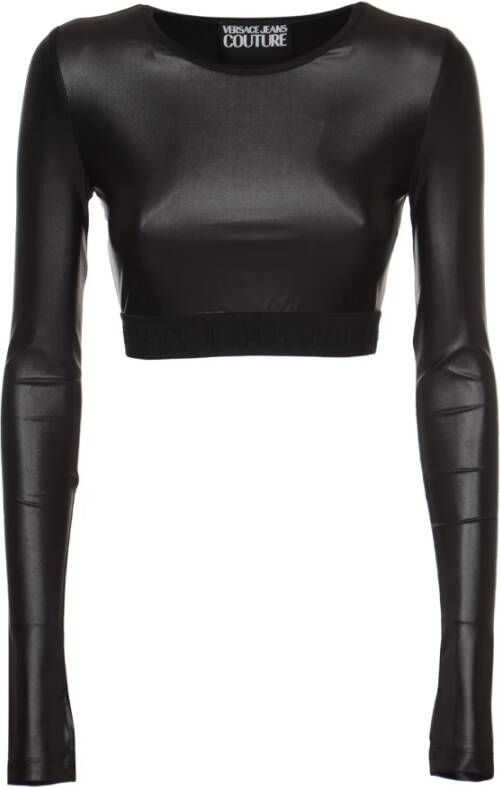 Versace Jeans Couture Zwarte T-shirts en Polos met 98% Katoen Black Dames