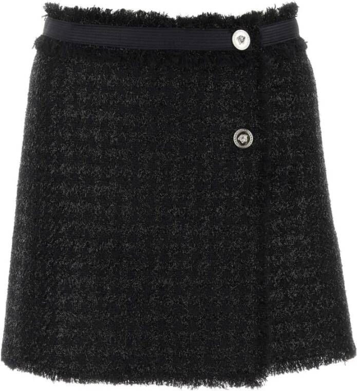 Versace Zwarte wollen blend mini rok Black Dames