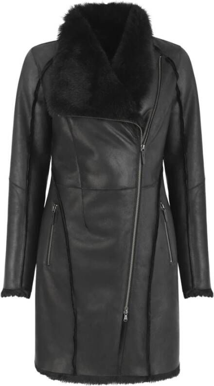 Vespucci by VSP Winter Jackets Pearl Nude Shearling Coat Pearl Black Shearling Coat Gray Beige Black Dames