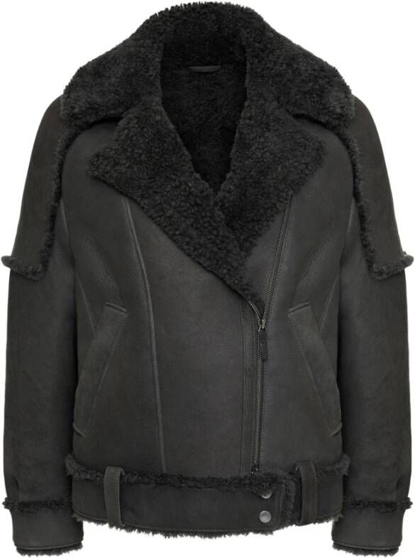 Vespucci by VSP Dakota Anthracite Shearling Jacket Gray Dames
