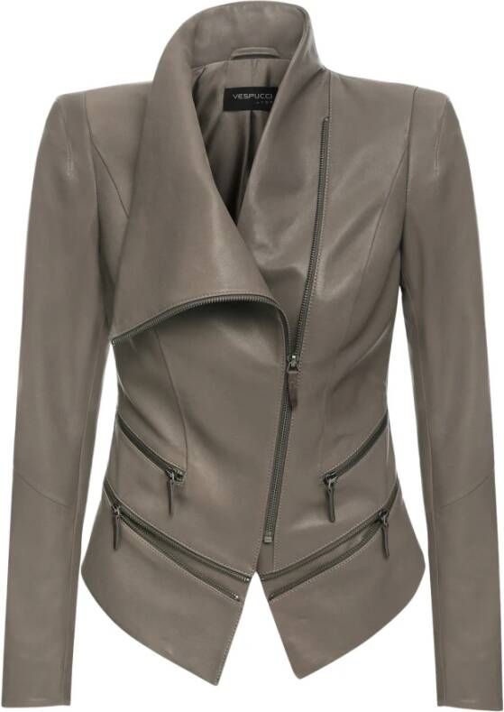 Vespucci by VSP Leather Jackets Grijs Dames