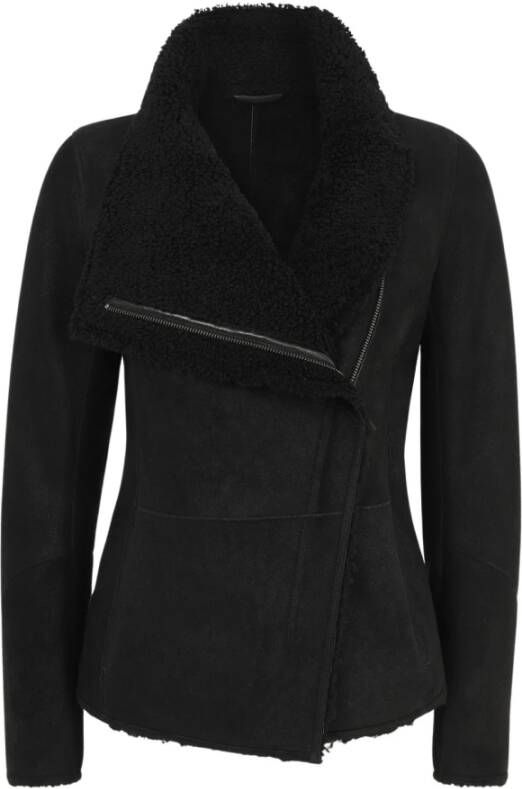 Vespucci by VSP Agnes Black Shearling Jacket Black Dames