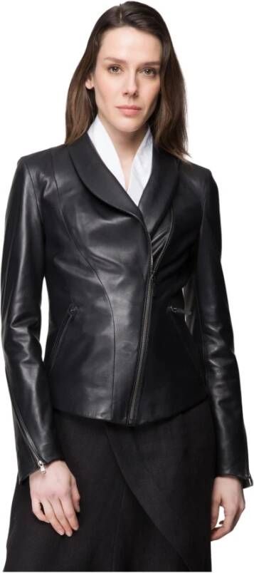 Vespucci by VSP Larissa Black Leather Jacket Black Dames