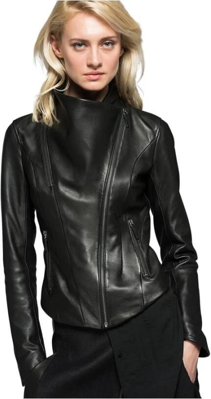 Vespucci by VSP Alba Black Leather Leren Jas Black Dames