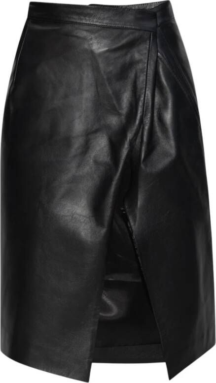 Vetements Asymmetric leather skirt Zwart Dames