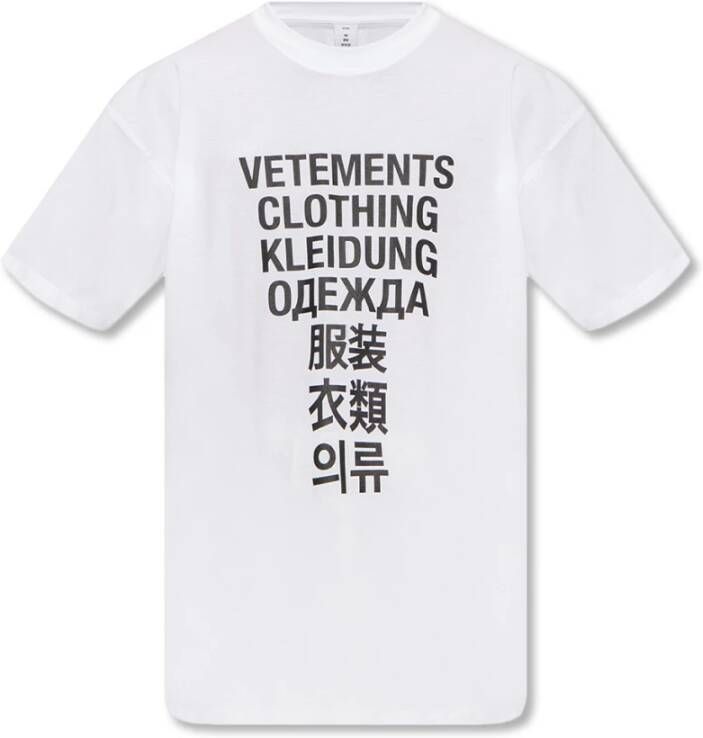 Vetements Bedrukt t-shirt Wit Heren