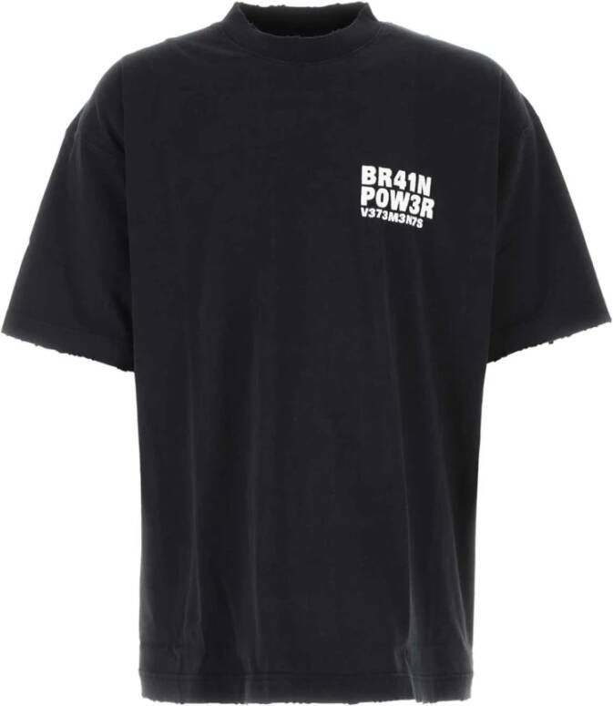 Vetements Black Cotton Blend Oversize T-shirt Zwart Heren