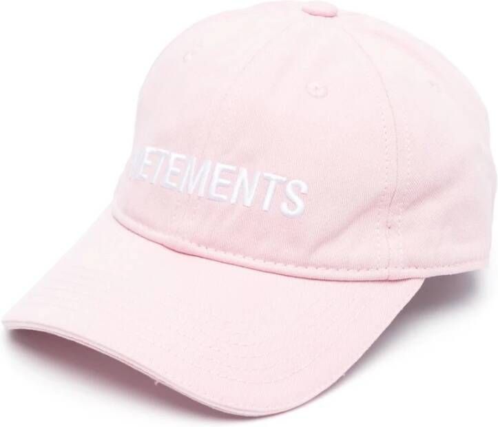 Vetements Roze Logo-Geborduurde Baseballpet Pink Heren