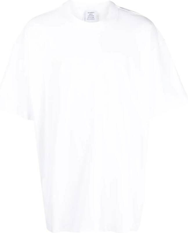 Vetements Comfortabel Logo Geborduurd Katoenen T-Shirt Wit Heren