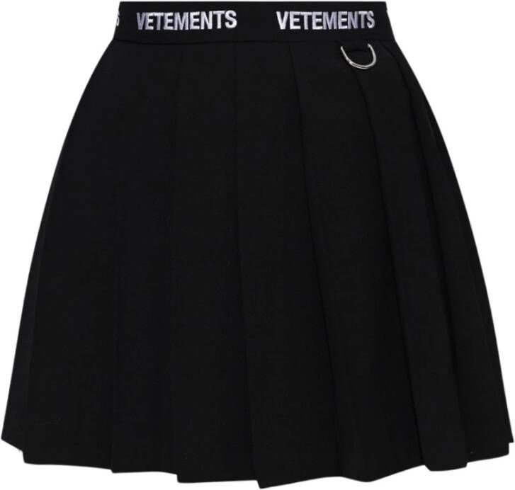 Vetements Geplooide rok met logo Zwart Dames