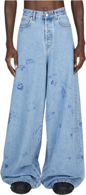 Vetements Grafische Denim Jeans Blauw Heren