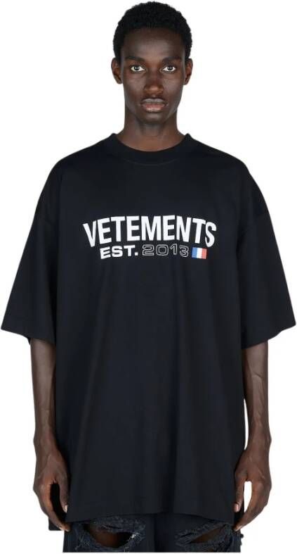 Vetements Grafische Print Vlag Logo T-shirt Zwart Heren