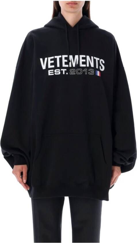 Vetements Klassieke Zwarte Hoodie met Vlag Logo Zwart Heren