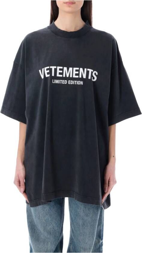 Vetements Men Clothing T-Shirts Polos Washed Black Ss23 Zwart Heren