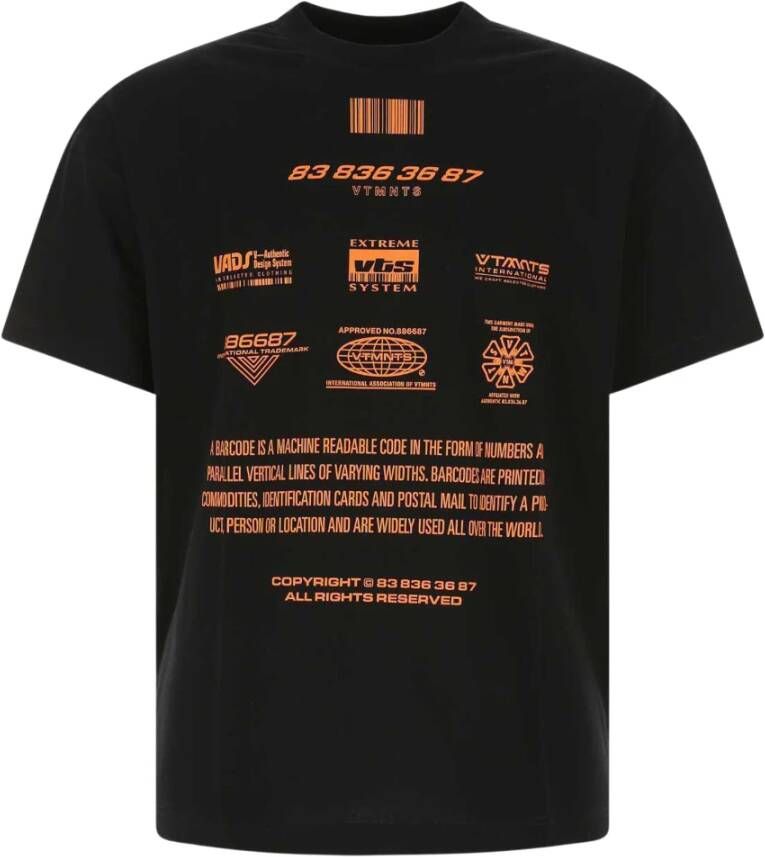 Vetements Moderne Katoenen T-Shirt Zwart Heren