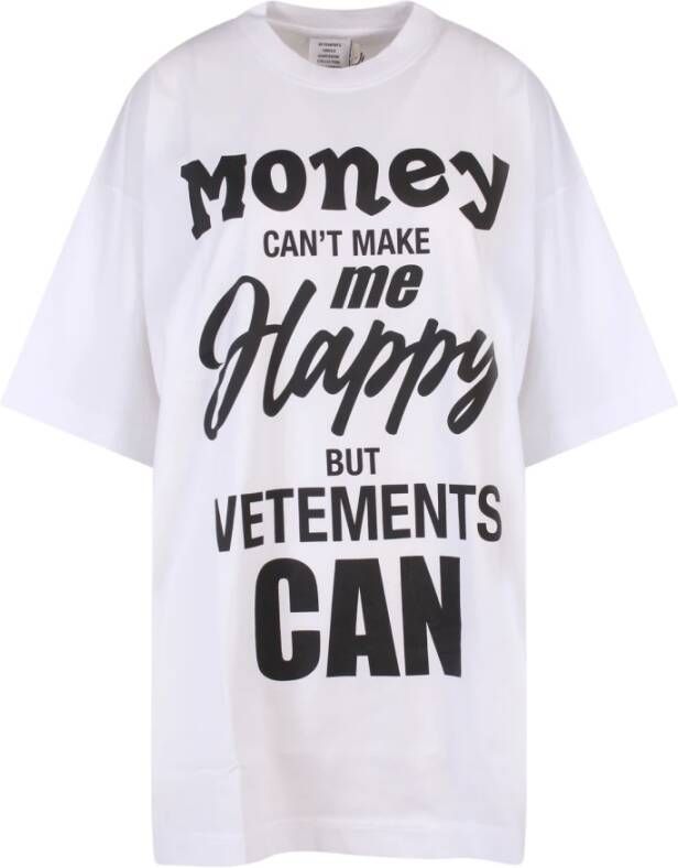 Vetements Oversize Cotton Money T-Shirt voor Vrouwen Wit Dames