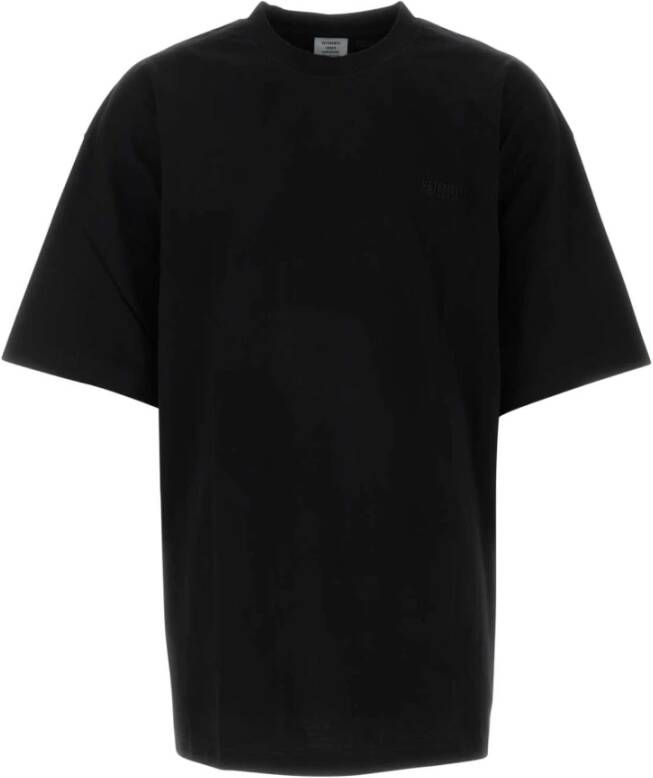 Vetements Ruimvallend Zwart Stretch Katoenen T-shirt Zwart Heren