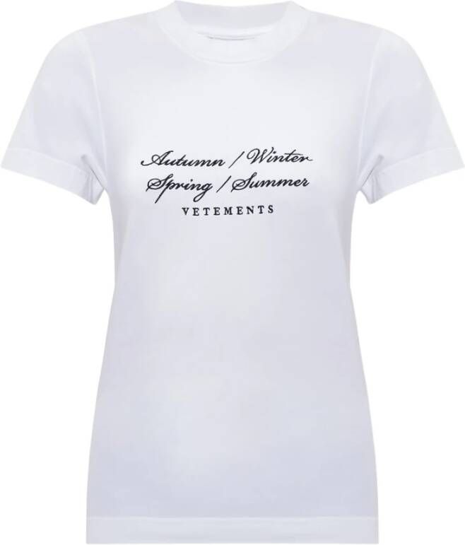 Vetements T-shirt met logo Wit Dames