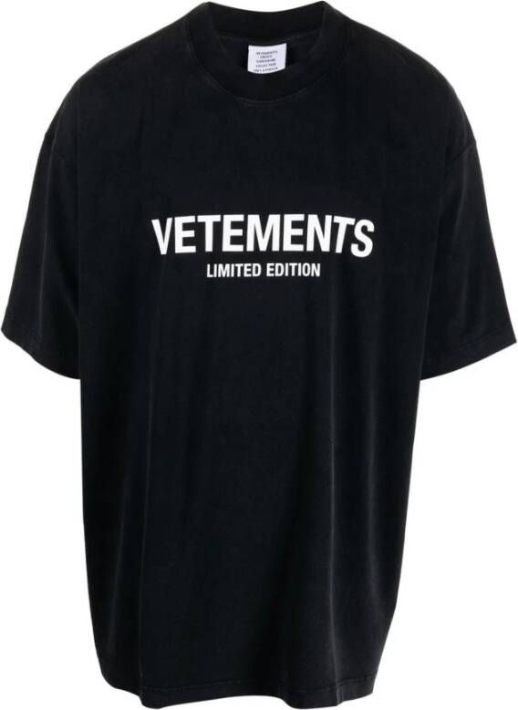 Vetements T-shirts and Polos Black Zwart Heren