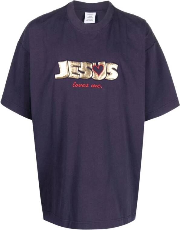 Vetements Jesus Houdt Van Mij T-Shirt Blauw Heren