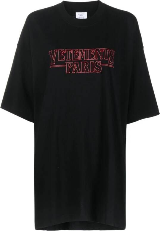 Vetements Moderne Crewneck T-Shirt voor Heren Zwart Heren