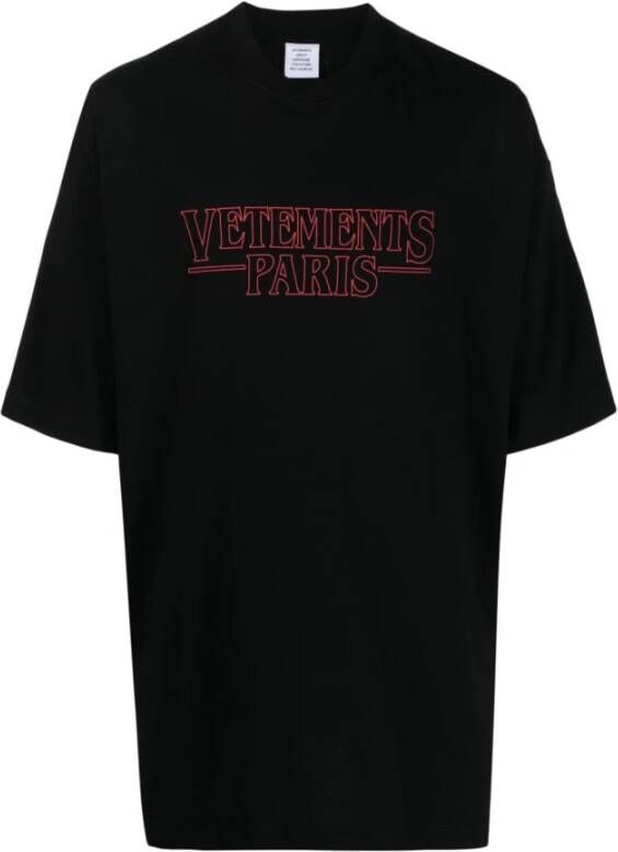 Vetements Moderne Crewneck T-Shirt voor Heren Zwart Heren