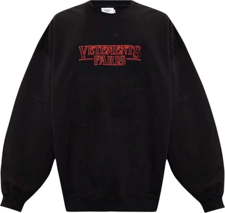 Vetements Trui met geborduurd logo Zwart Heren