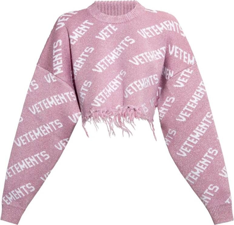 Vetements Geknipte trui met logo Pink Dames
