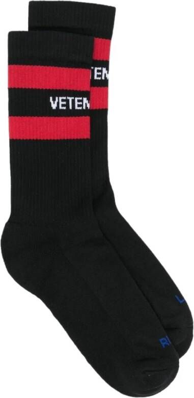 Vetements Rekbare zwarte katoenmix sokken Black Dames
