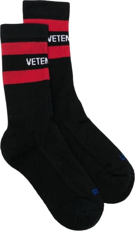 Vetements Rekbare zwarte katoenmix sokken Black Dames