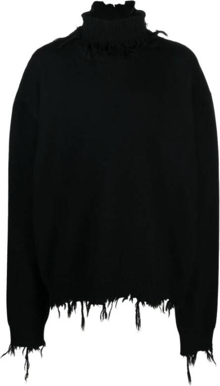 Vetements Vernielde Kraag Turtleneck Sweater Zwart Heren