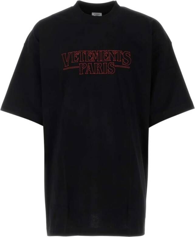 Vetements Zwart Katoenen Oversized T-Shirt Heren Casual Stijl Zwart Heren