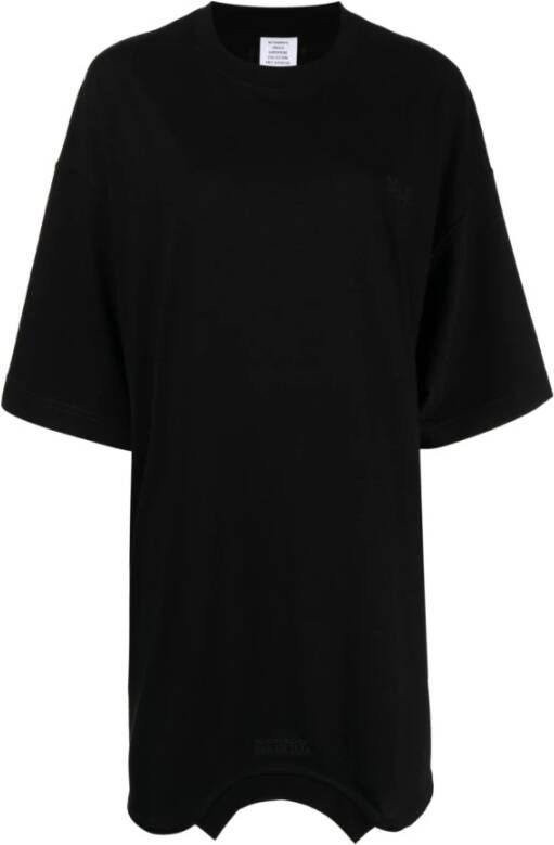 Vetements Zwart Tonal Upside Down Logo T-Shirt Zwart Dames