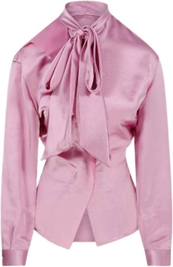 Victoria Beckham Sjaalkraag Blouse Stijlvolle Shirts Pink Dames