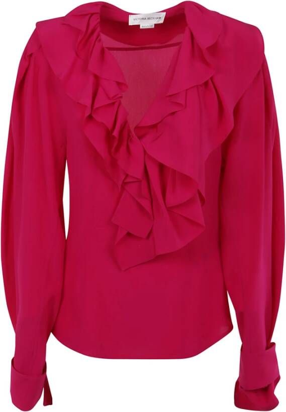 Victoria Beckham Diepe v ruches blouse Roze Dames